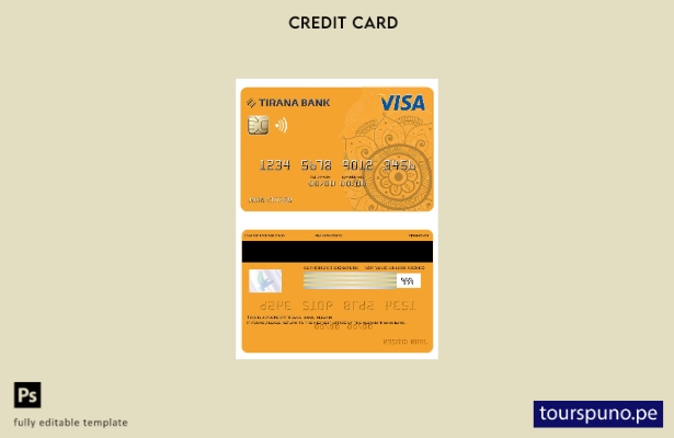 listo para imprimir plantilla de tarjeta visa bancaria de Albania Tirana